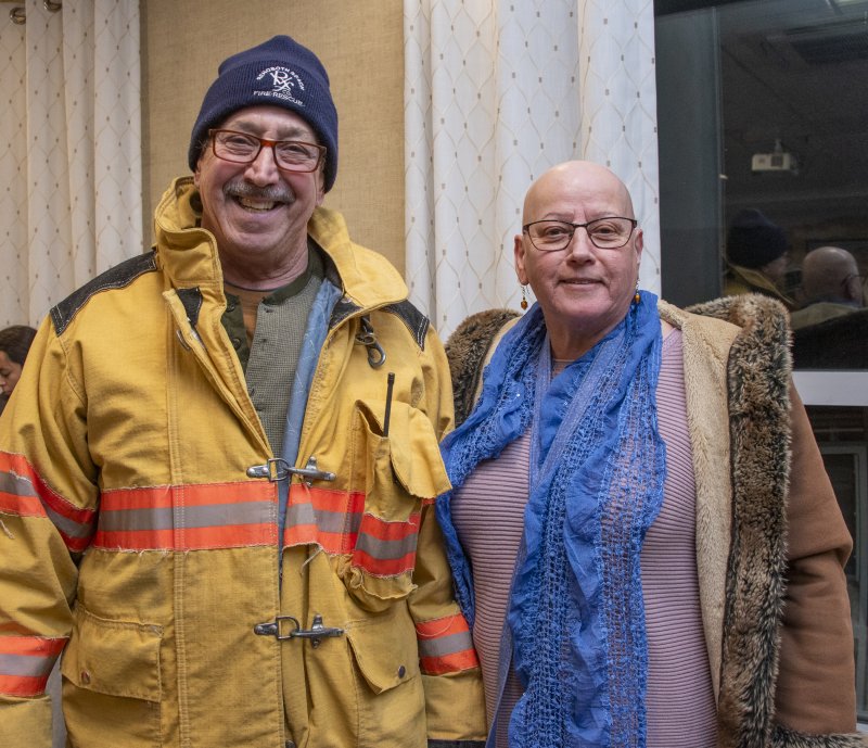 Rehoboth residents Marty and Janis Schertzer are ready for the menorah lighting.